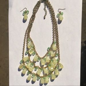 Three Tiered Green and Gold Jewelry Set